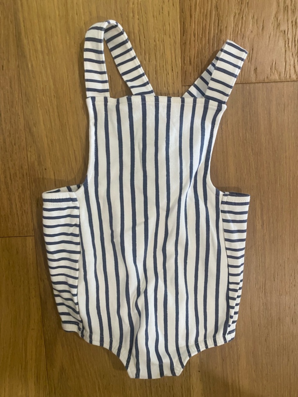 Pehr Striped Navy and White baby boy organic cotton summer Romper 6-12m EUC